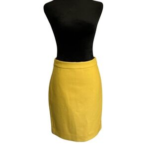 J. Crew Knee Length Wool Pencil Skirt Mustard Size 2 Preppy Office NWOT